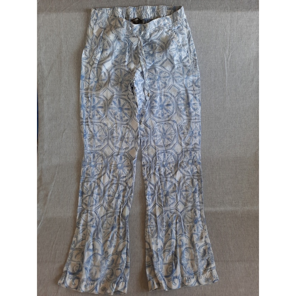 Tommy Bahama Women 6 Wheel Art Allover Drawstring ElasticWaist Flare Pants Linen
